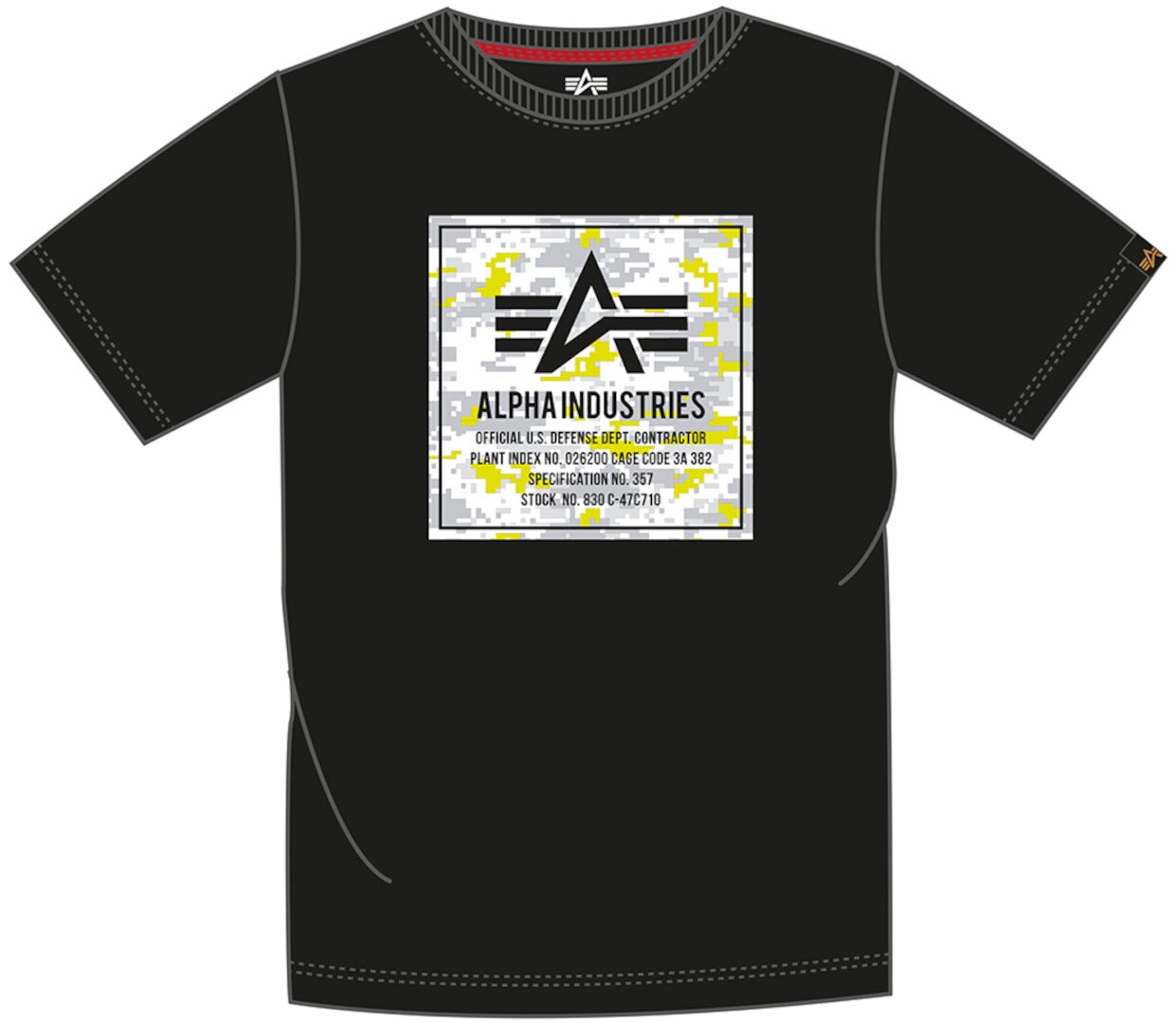 Alpha Industries Camo Block T-Shirt black/white/yellow M Figure 1