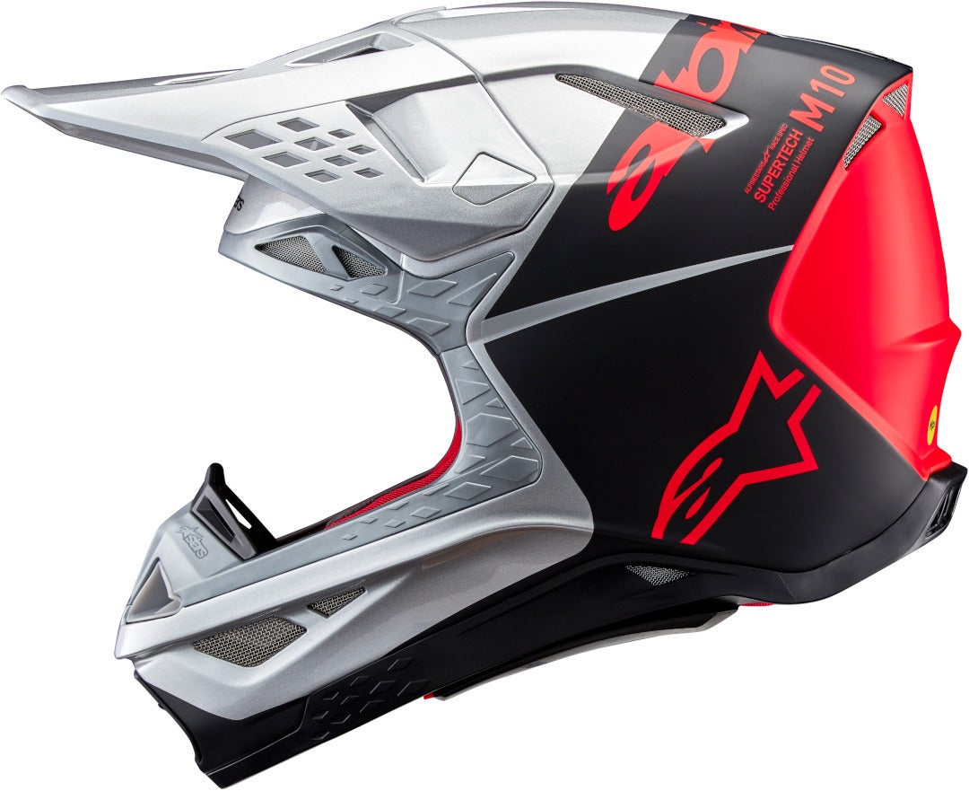 Alpinestars Supertech S-M10 Flood 2024 Casco da motocross nero/argento/rosso M (57/58) Figura 5