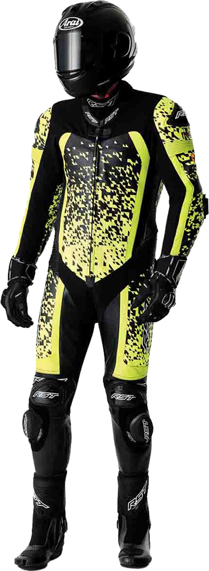 RST Pro Series D3O Airbag Costum de piele de motocicletă perforat într-o singură piesă Galben fluo/negru/galben neon 48 Figura 14