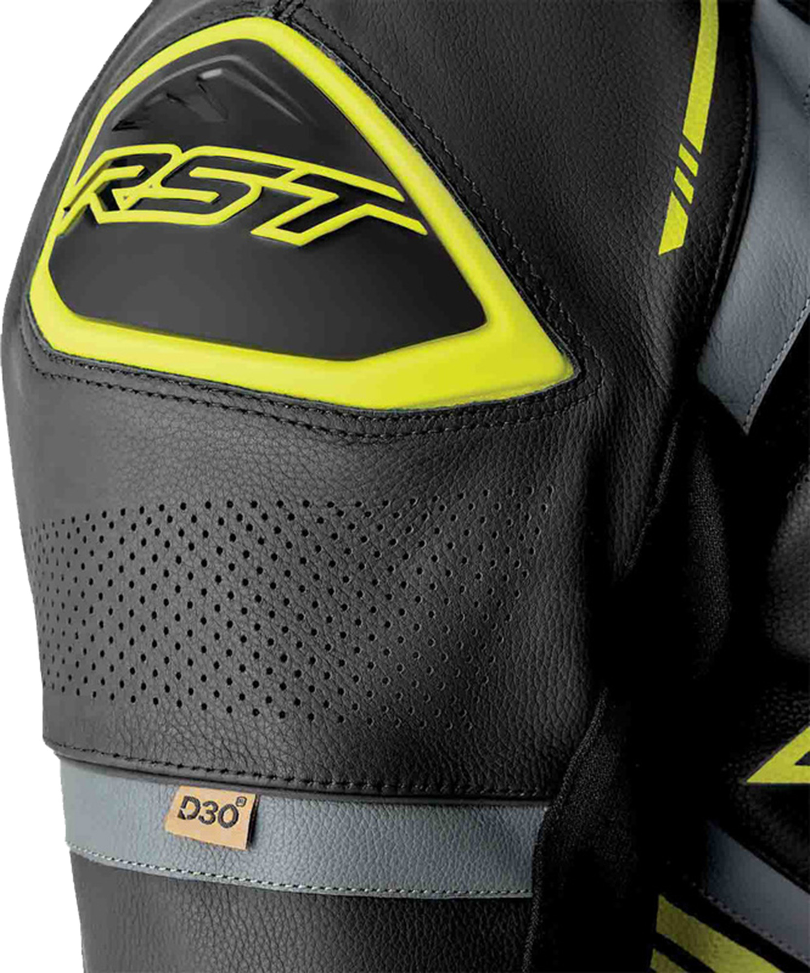 RST S1 D3O perforert ett-delt motorsykkelskinndrakt svart/neon/gult 60 Figur 3