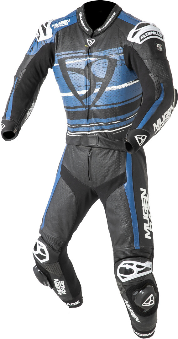 MUGENRACE RC-Max Due perforated Two Piece Motorcycle Leather Suit black/white/blue 56 Figure 2