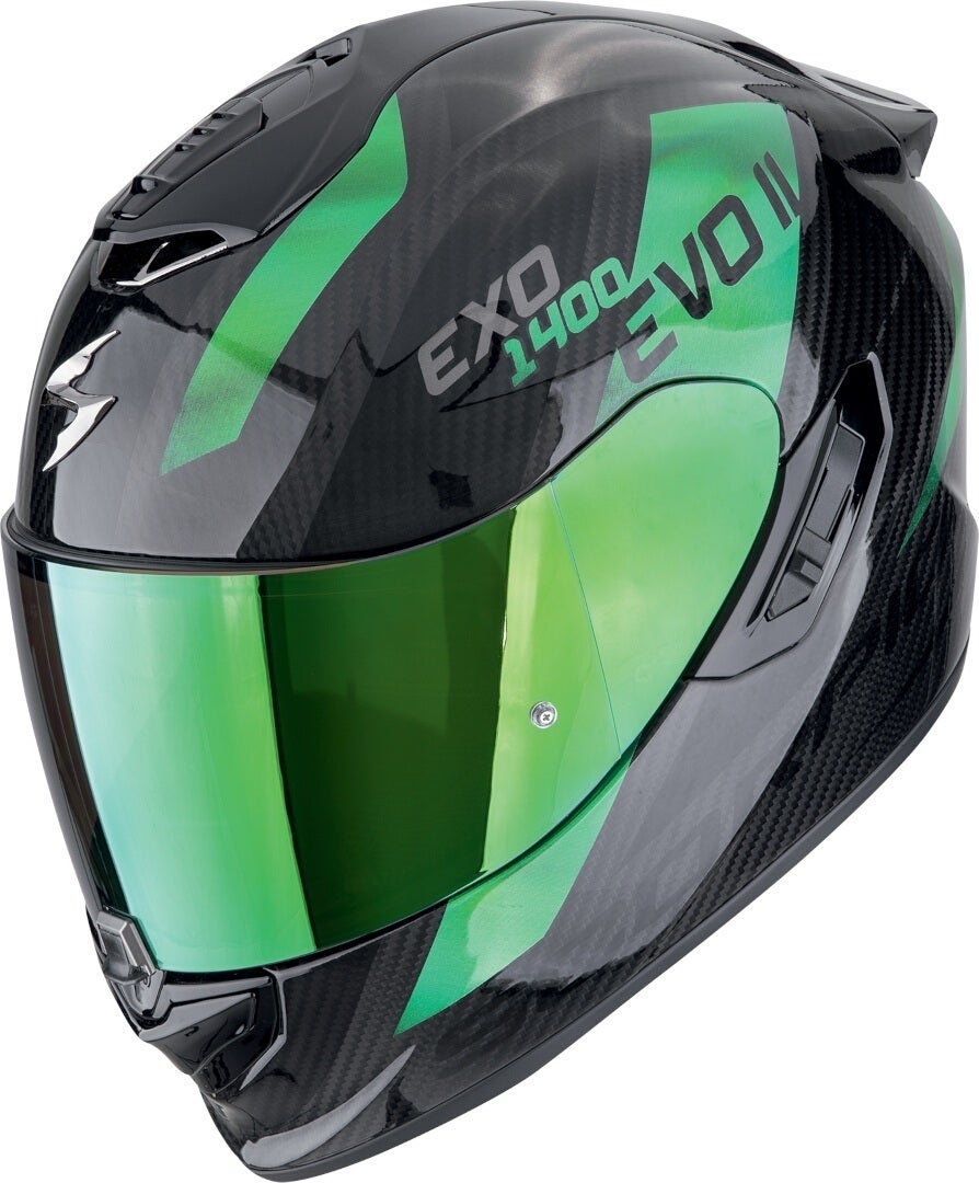 Scorpion EXO-1400 Evo II Carbon Air Platted Casco nero/verde L (59/60) Figura 1