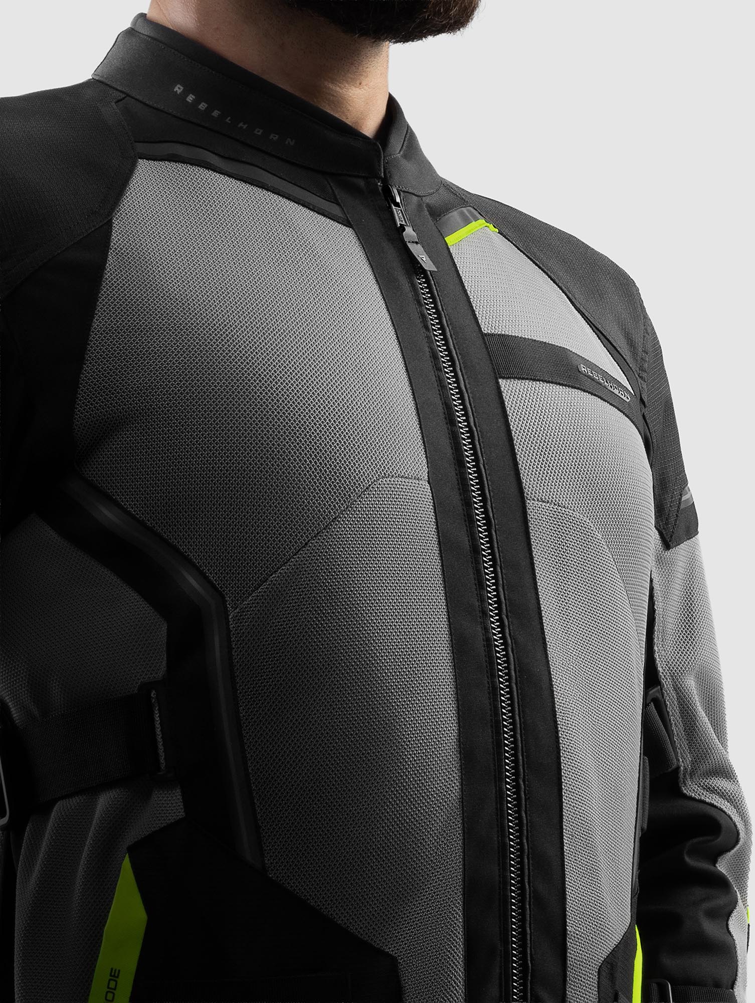 Rebelhorn Scandal 3 Motorcycle Textile Jacket black/light grey/neon yellow 10XL Figure 3