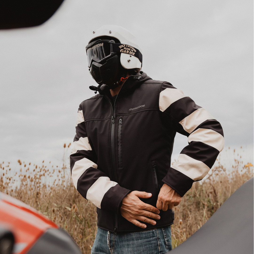 HolyFreedom Prison Softshell Jaqueta têxtil de motocicleta preto/branco XL Figura 8