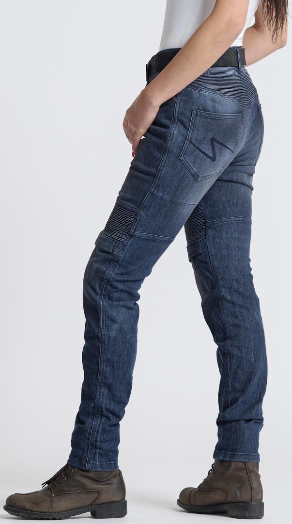 Pando Moto Rosie Navy Plain Jeans de motocicleta feminino 26 L32 Figura 3