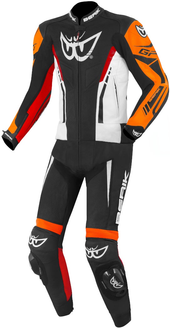 Berik Monza Two Piece Motorcycle Leather Suit black/white/red/orange 60 Figure 1