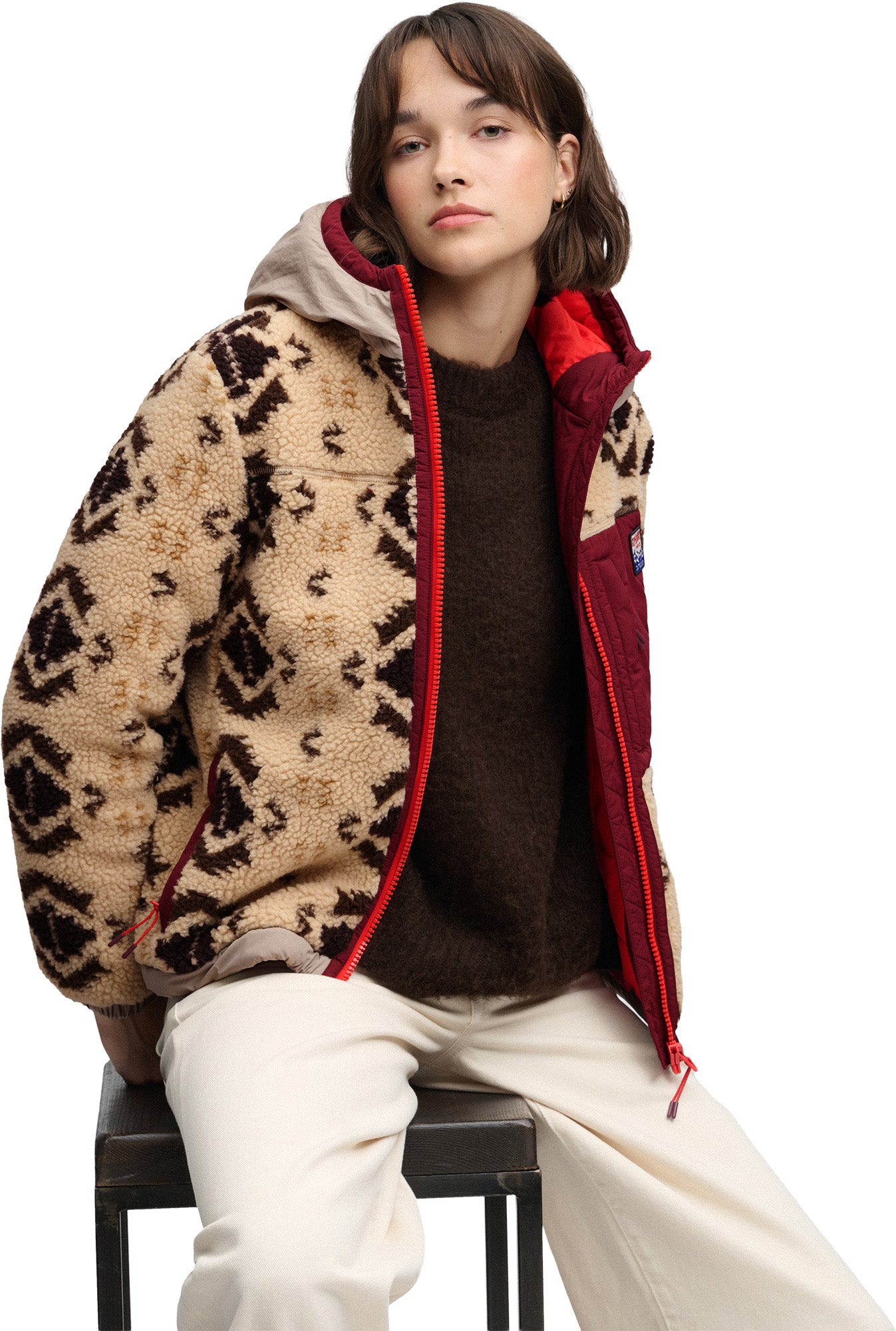 Superdry & Co Sherpa Jacquard Fleece Дамско хибридно яке M Фигура 5