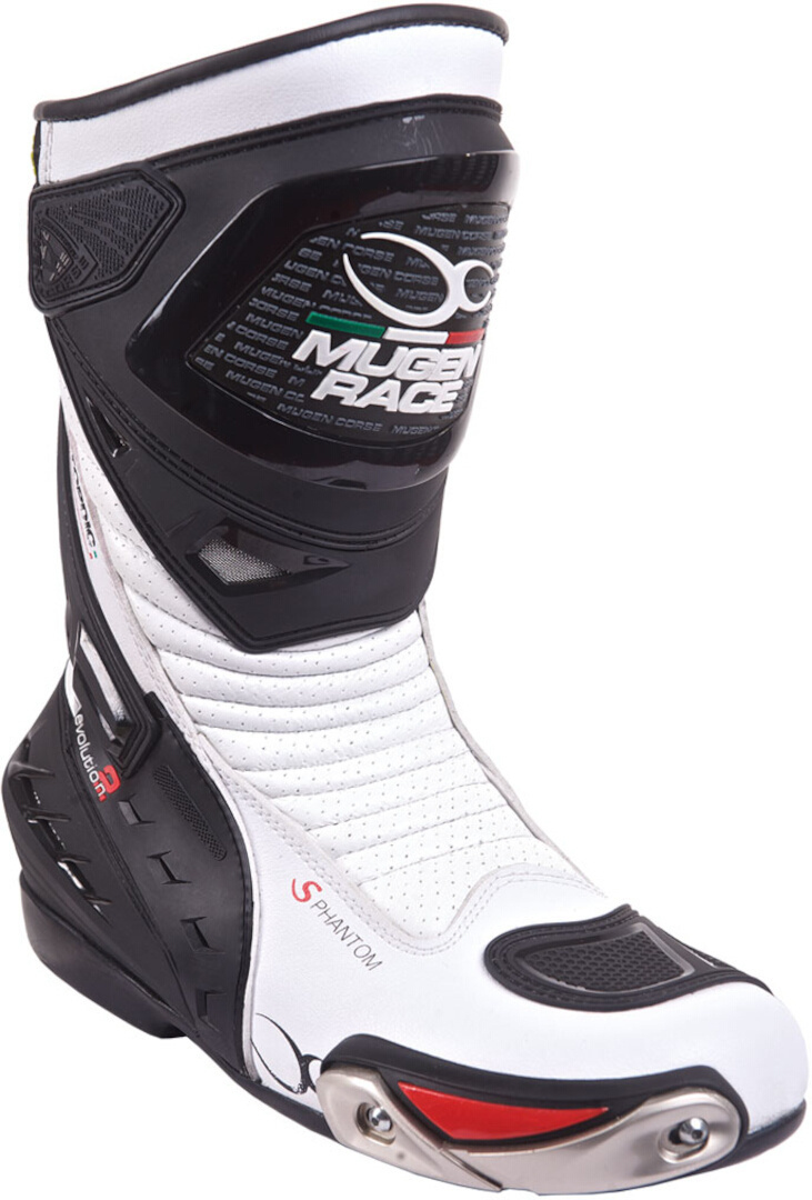 MUGENRACE Sphantom 2 perforated Motorcycle Boots white/black 42 Figure 1