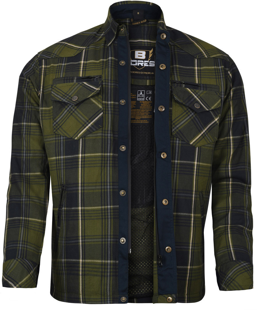 Bores Lumberjack Premium Cămașă de motocicletă verde/negru/alb 5XL Figura 1