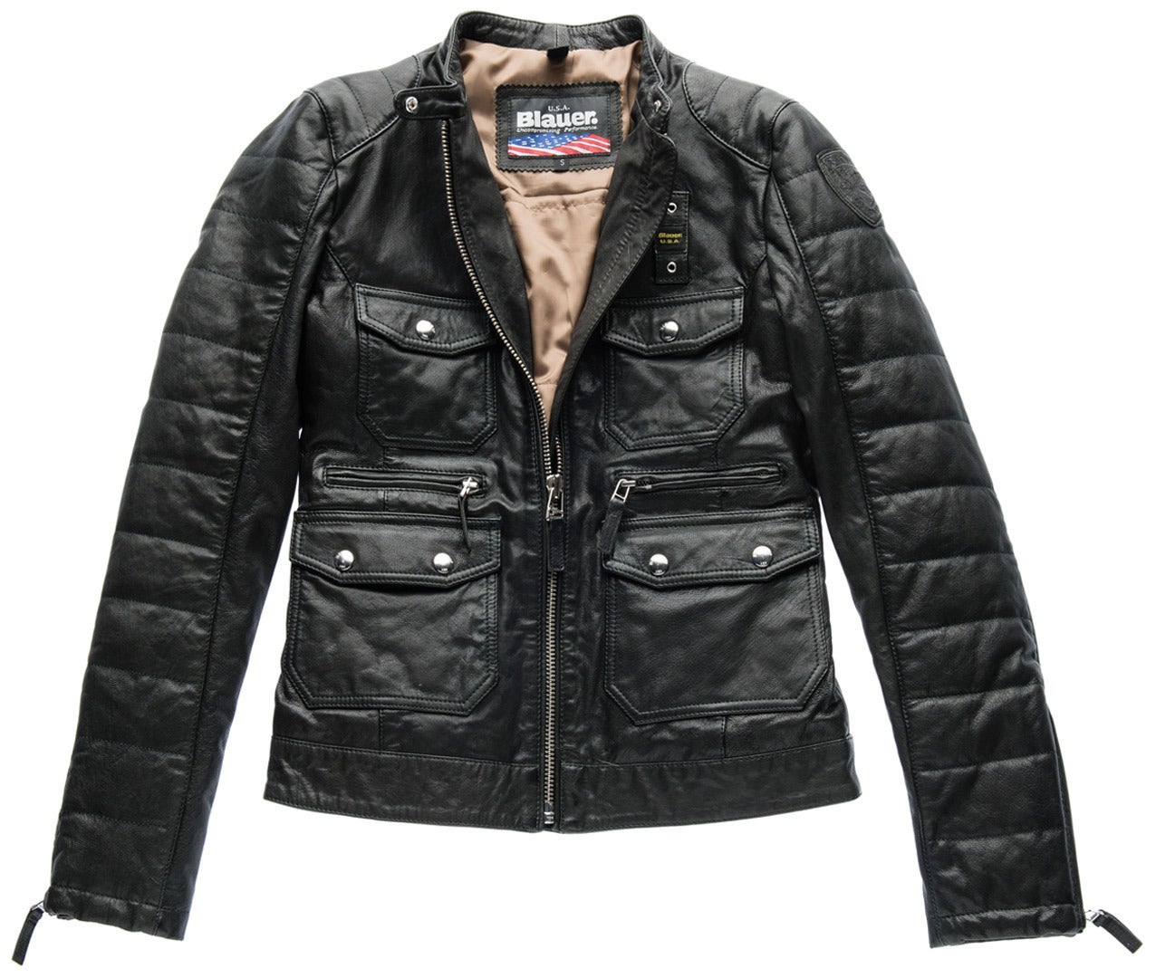 Blauer USA Rider Pocket Padded Dames Leren Jas Zwart M Figuur 1