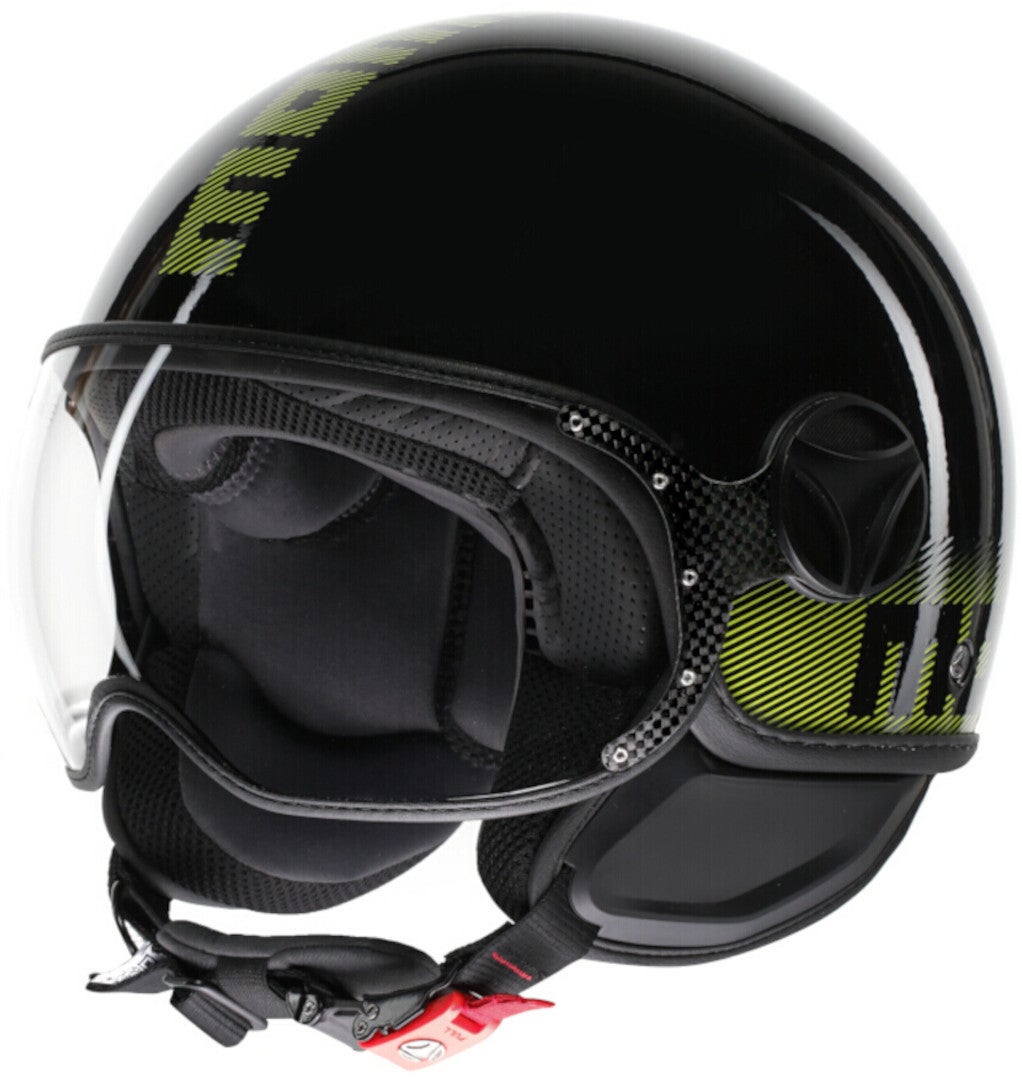 MOMO FGTR Classic Stripes Jethelm schwarz/neon-gelb M (57/58) Abbildung 1