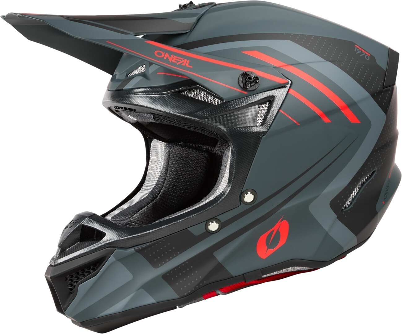 Oneal 5SRS Polyacrylite Spike Motocross Helm grau matt/rot S Abbildung 2