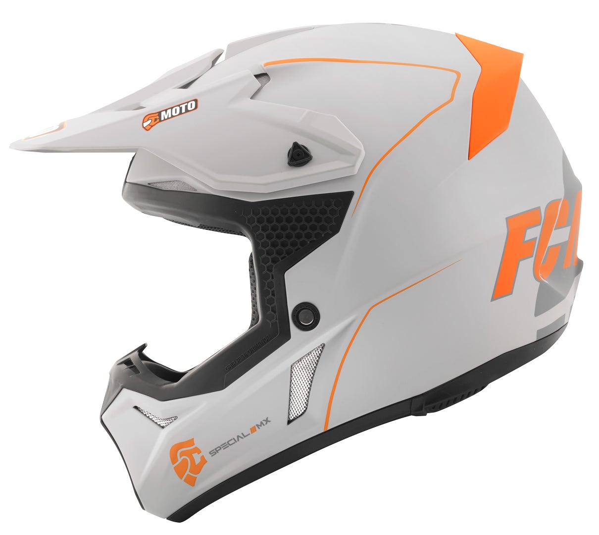 FC-Moto Merkur Straight Motocross Helm grau/orange XL Abbildung 2