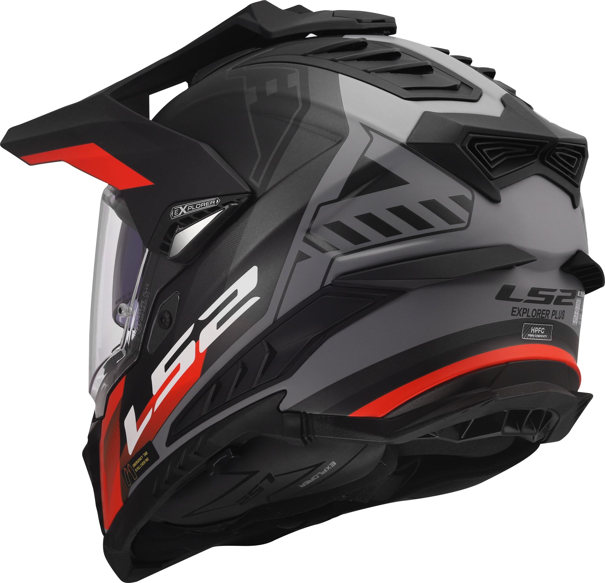 LS2 MX701 Explorer Hexa Enduro Helm schwarz/grau/rot XL (61/62) Abbildung 3