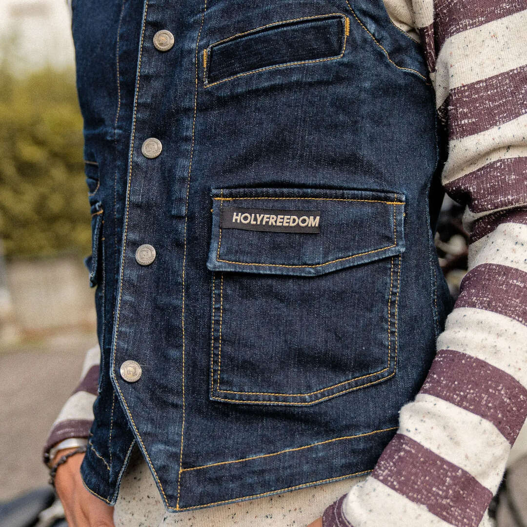 HolyFreedom Gilet Denim Veste blu S Figura 4
