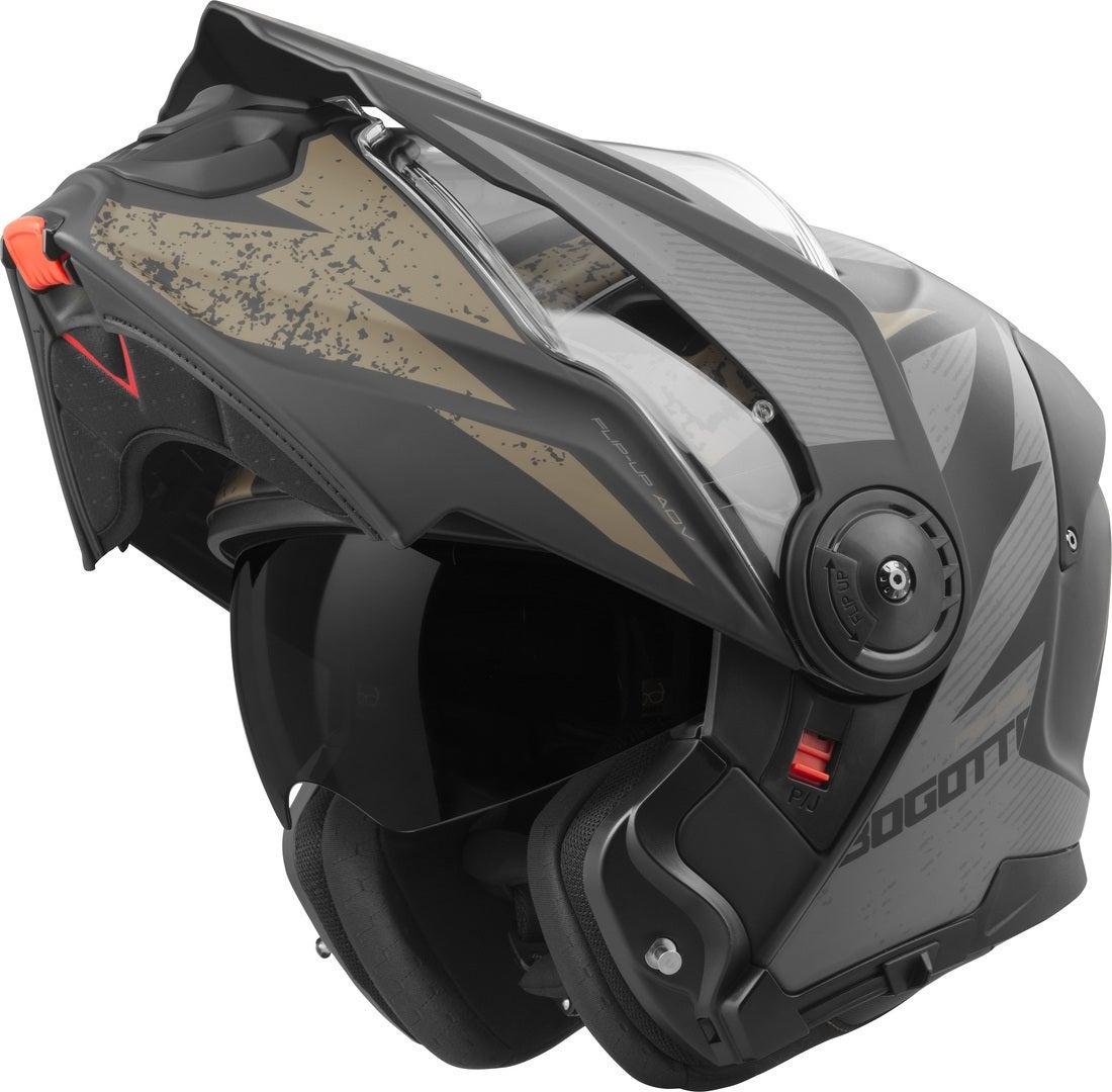 Bogotto FG-102 Safari Fiberglas enduro preklopna kaciga crna mat/siva/smeđa 2XL Slika 2
