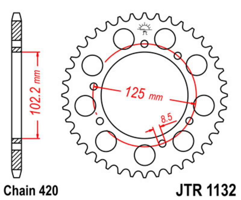 JT-TANDHJUL Standard stålkrone 1132 - 420 Figur 2