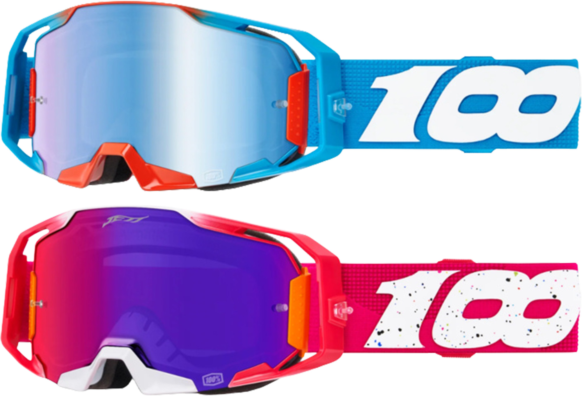 Side view of 100% Armatic Jett Lawrence Limited Edition Goggles Set
