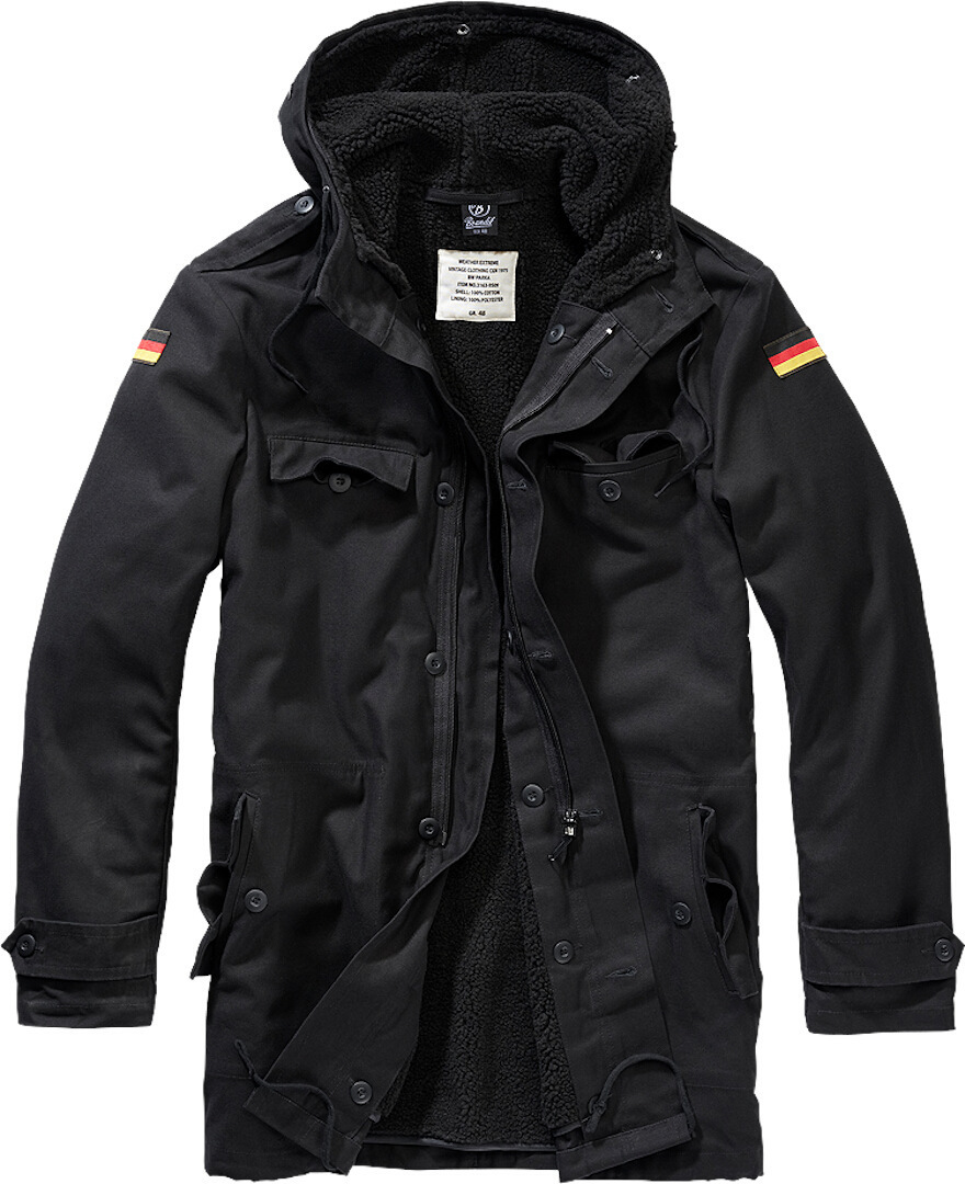 Brandit Black Bw Parka Flag Jacket