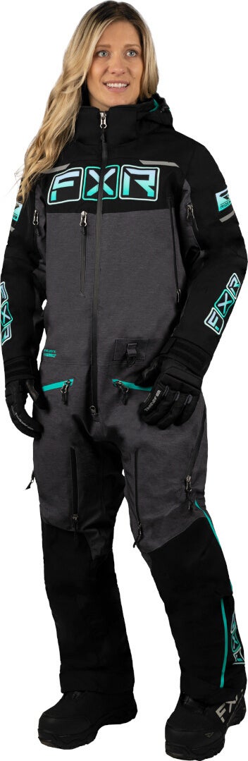 FXR Maverick Lite Snescooterdragt til damer i ét stykke grå/sort 4 Figur 1
