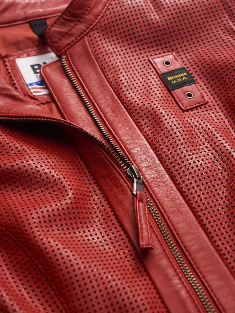 Blauer USA Miller Perforierte Damen Lederjacke rot XL Abbildung 2