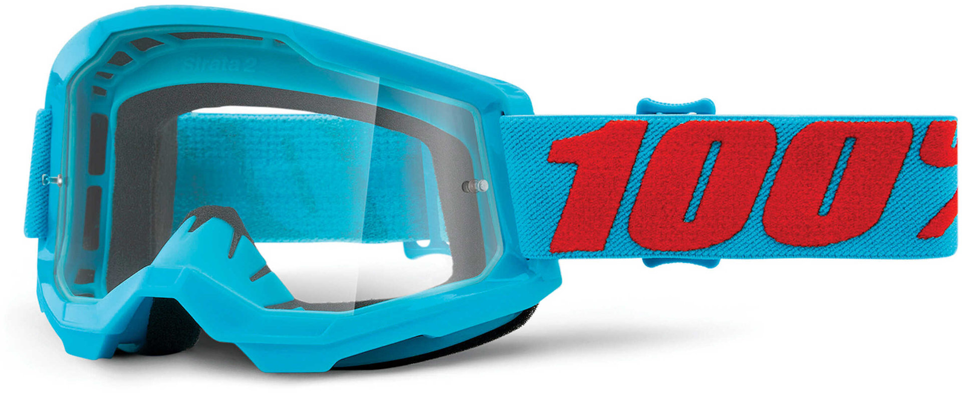 100% Strata 2 Clear Ochelari de motocross Albastru deschis/Roșu Figura 1
