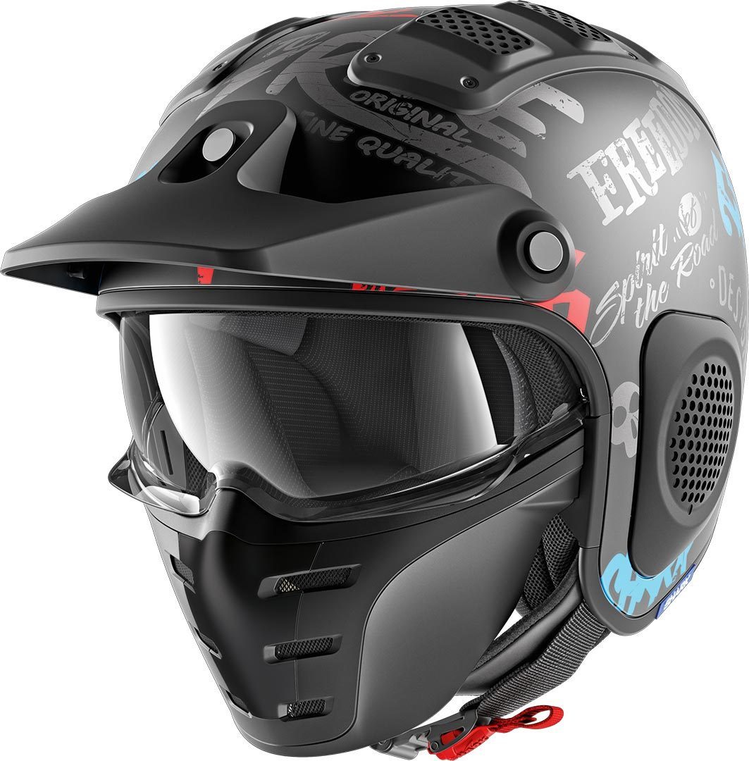 Shark X-Drak Freestyle Cup Mat Casque jet noir/rouge/bleu S (55/56) Figure 1