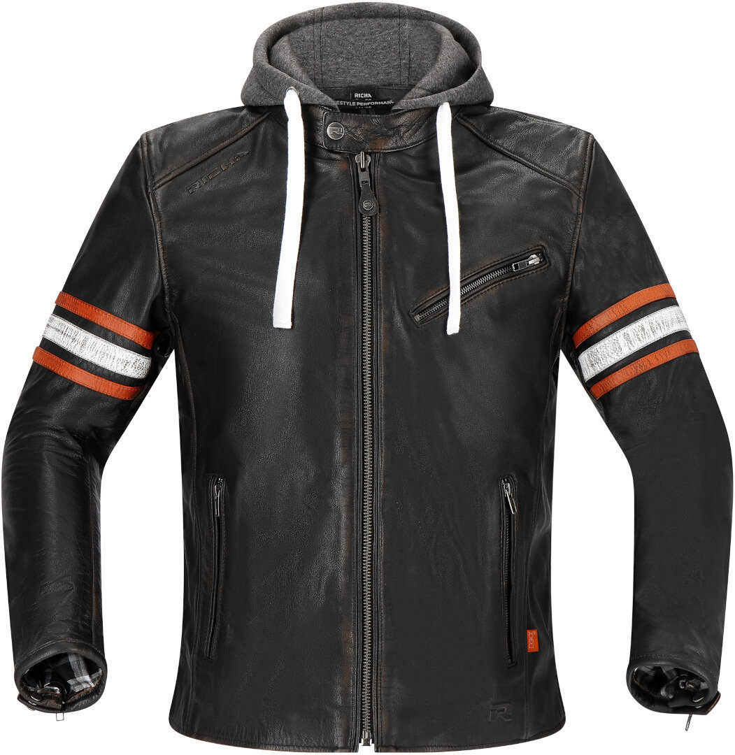 Richa Toulon 2 Motorcycle Leather Jacket black/orange 58 Figure 1