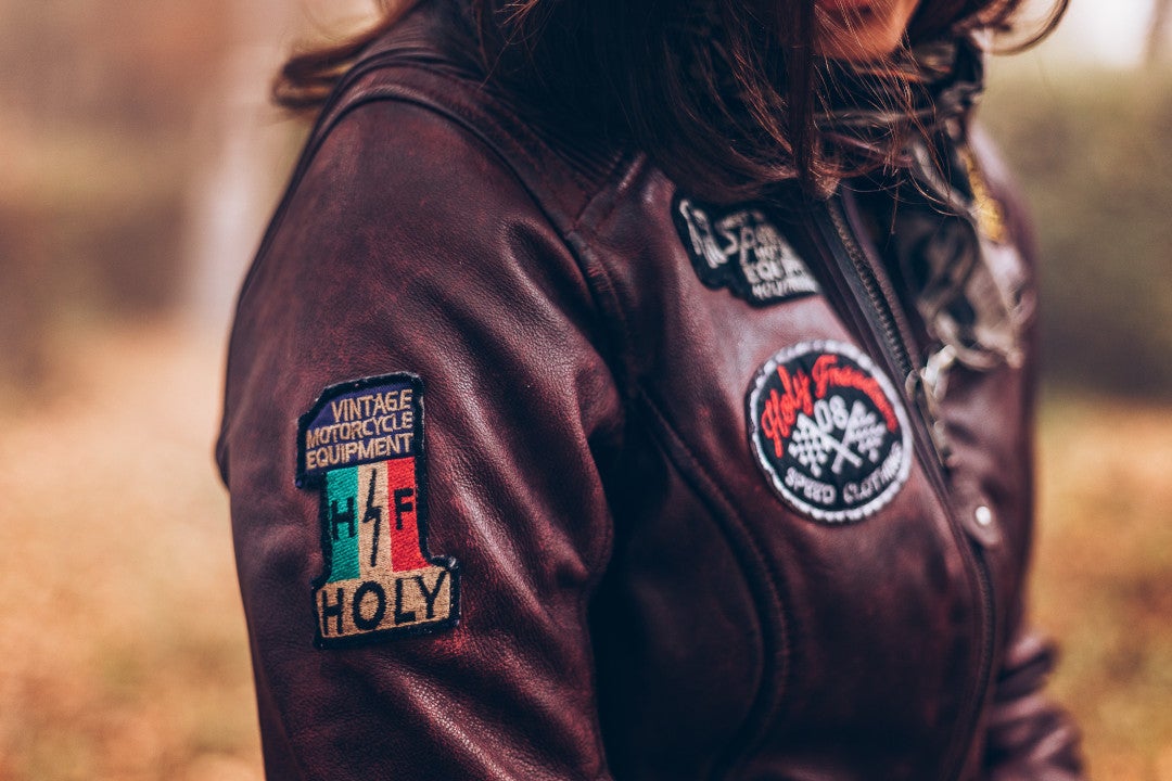 HolyFreedom Zero Dames Motorfiets Lederen Jas Bordeauxrood S Figuur 12