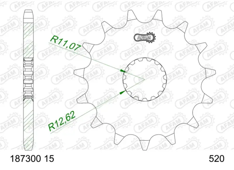 AFAM Steel Standard Front Sprocket 187300 - 520 Figure 2