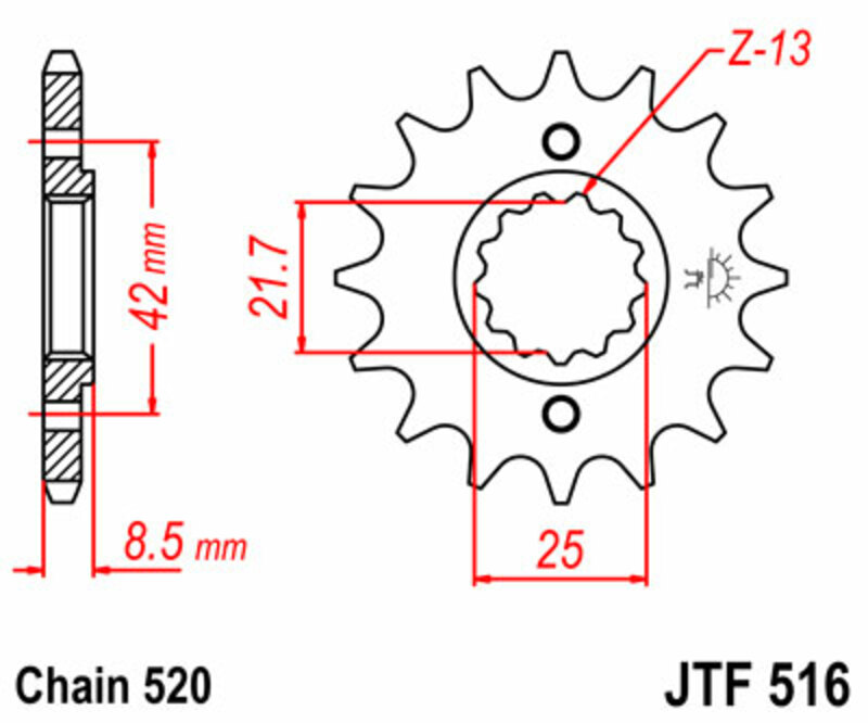 PROCHETE JT Pinion frontal standard din oțel 516 - 520 Figura 3
