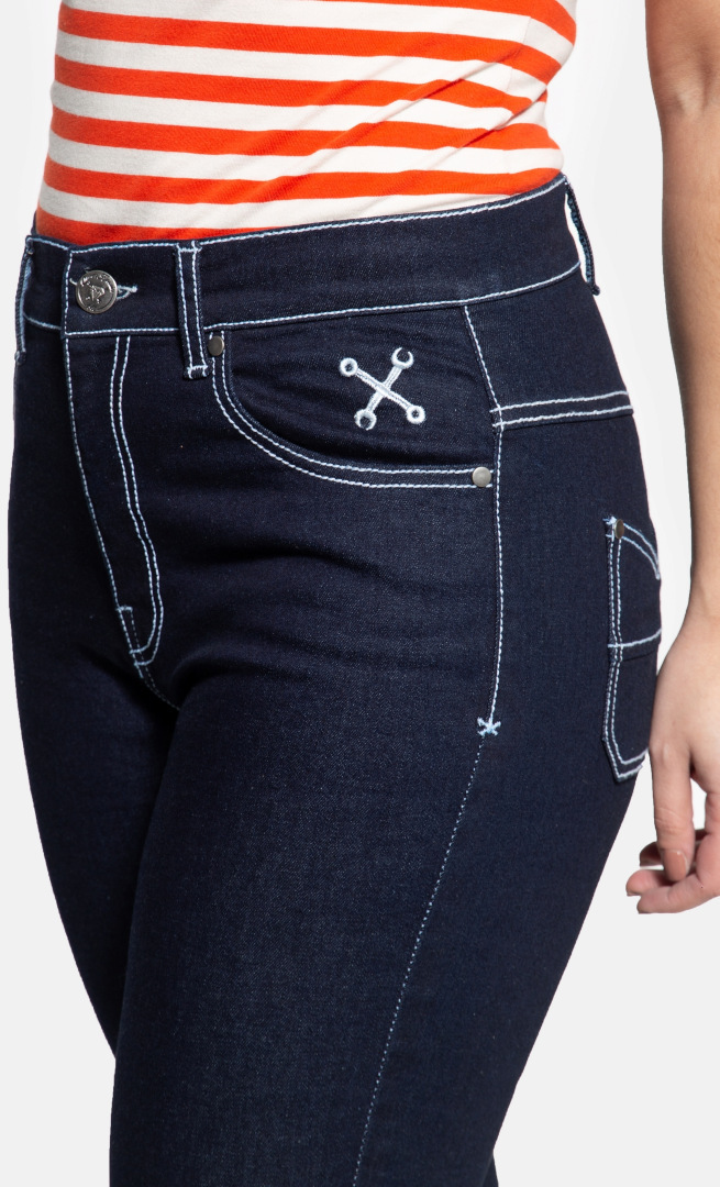 Queen Kerosin Betty Capri Blugi pentru doamne albastru închis 27 Figura 6