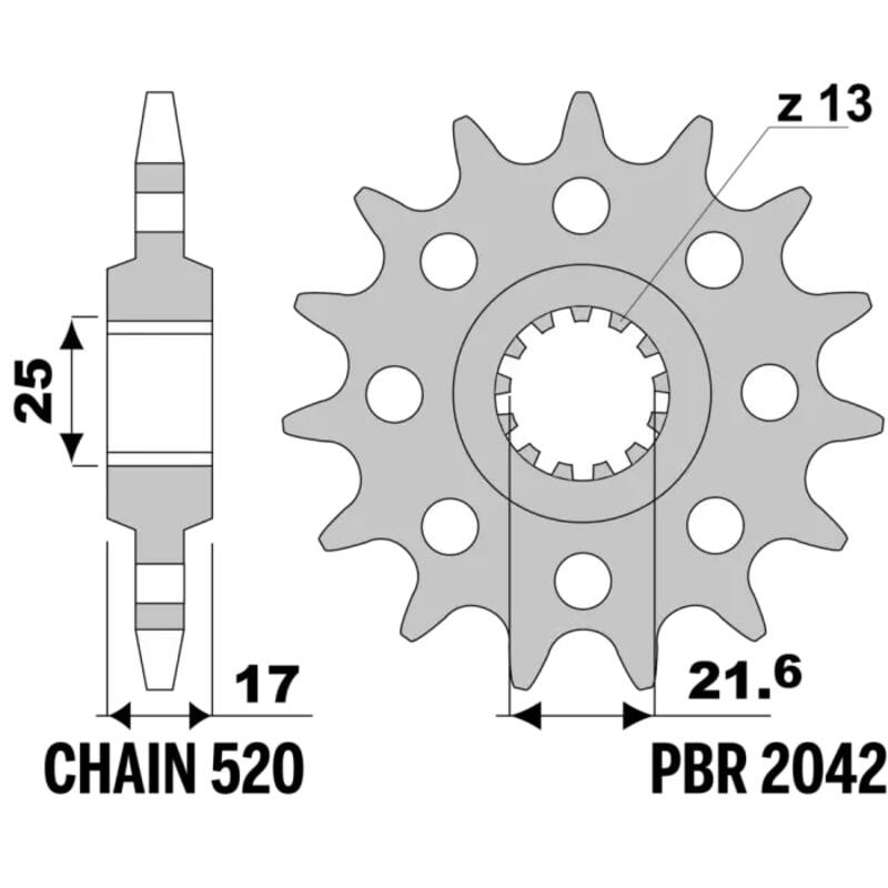 PBR 鋼製標準前鏈輪 2042 - 520 圖1