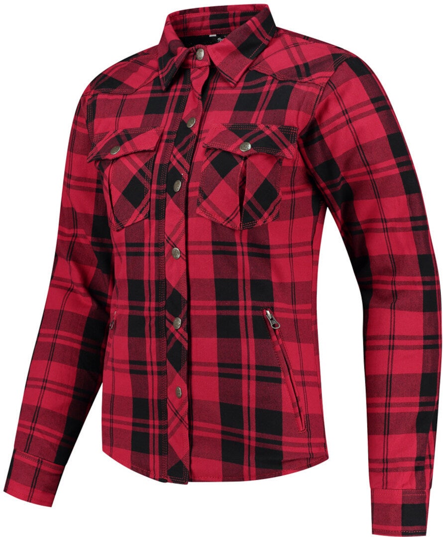 Rusty Stitches Liss Dames Motorshirt Zwart/Rood 38 Figuur 1