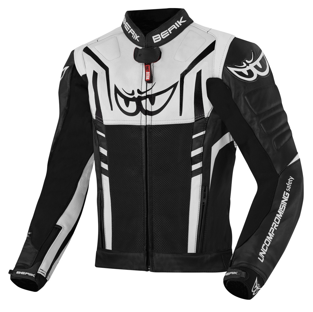 Berik Striper Motorcycle Leather Jacket black/white 60 Figure 1