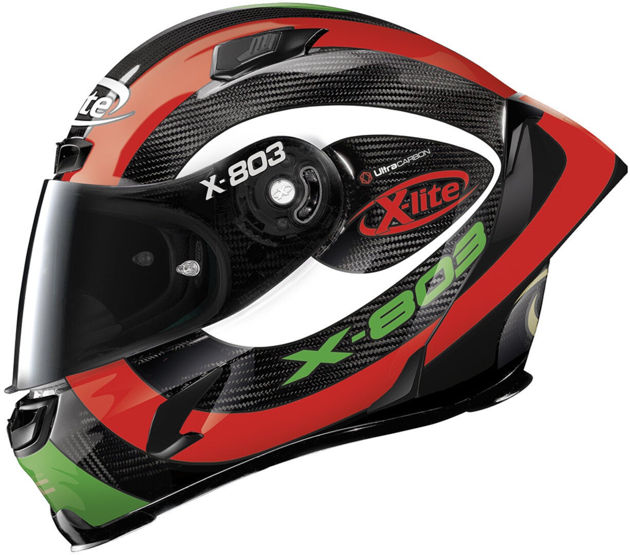 X-Lite X-803 RS Ultra Carbon Hattrick Casco nero/bianco/rosso/verde S (56) Figura 2