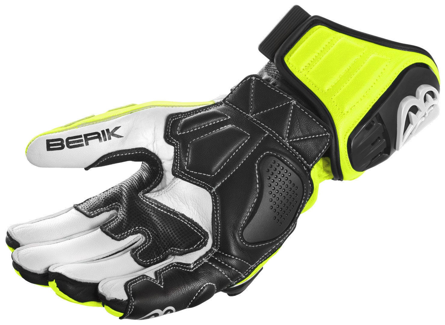 Berik Track Plus Luvas de motocicleta preto/branco/amarelo neon L Figura 4
