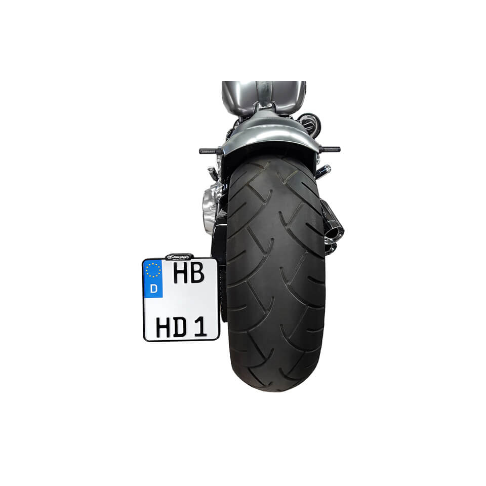 HeinzBikes Side Mount titular da placa, cromado, Dyna até 2017, D, incl. iluminação da placa LED Artigo principal Figura 1