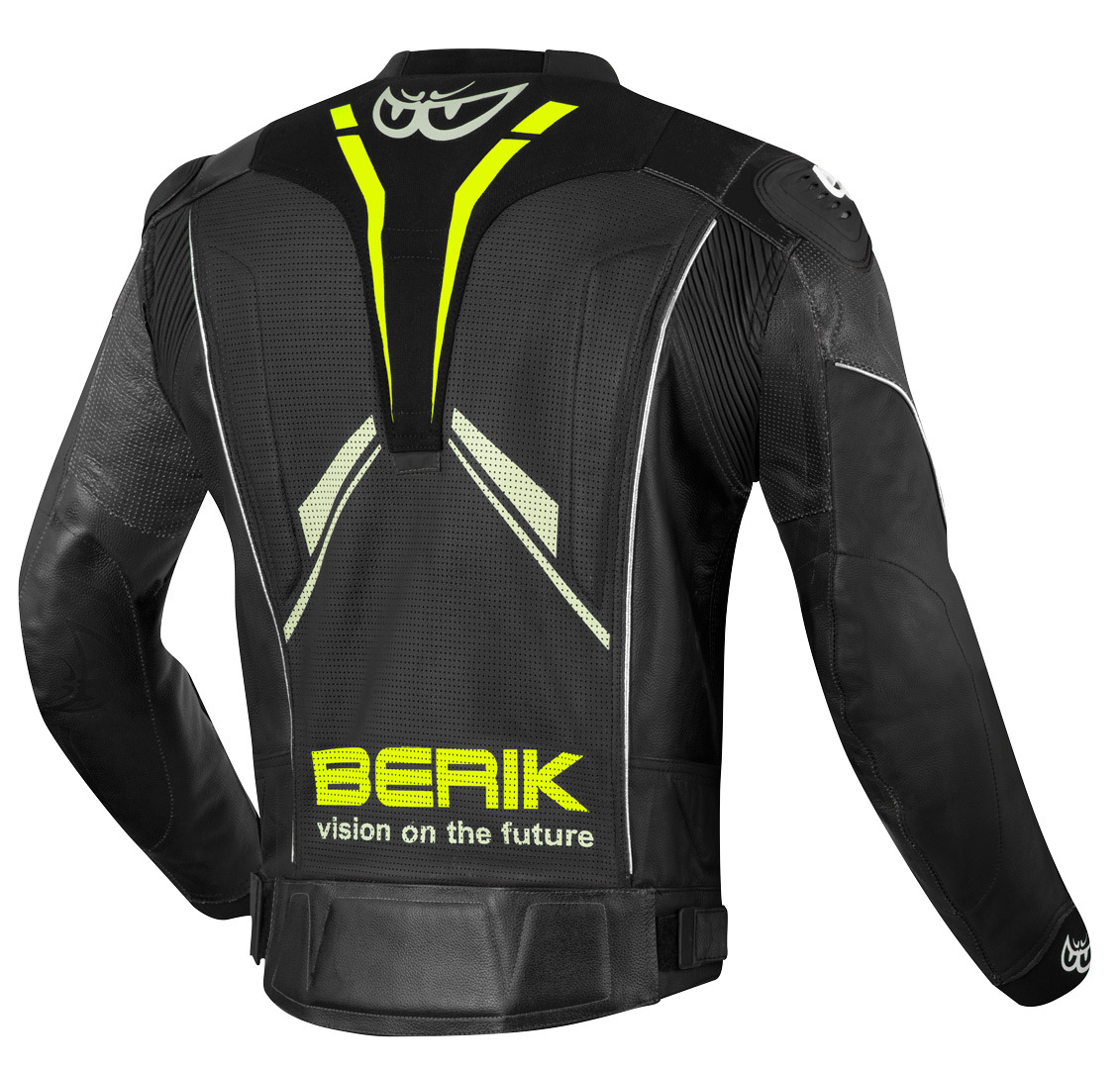 Berik Street Pro Evo Motorcykel läderjacka svart/grå/gul 60 Figur 2