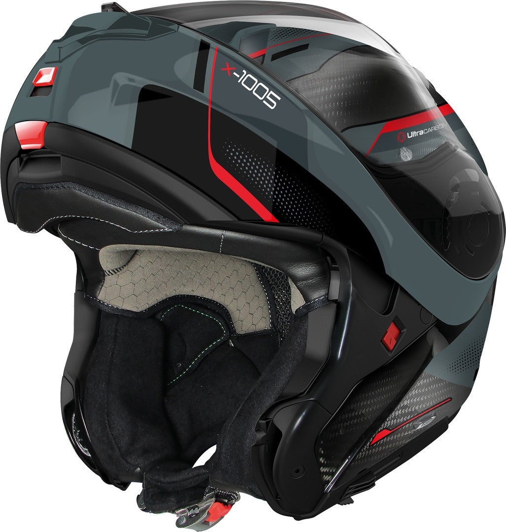 Nolan X-1005 Ultra Carbon Undercover N-Com Capacete cinza/vermelho S (56) Figura 2
