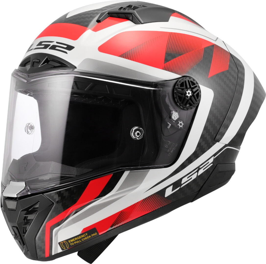 LS2 FF805 Thunder GP Raute Carbon Helm weiß/rot M (57/58) Abbildung 1