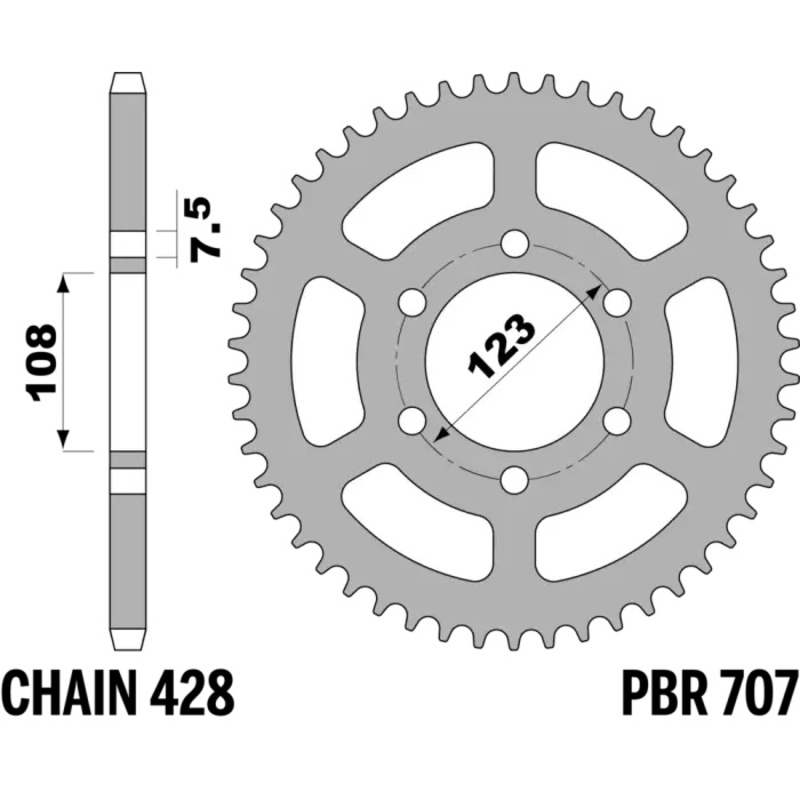 PBR Pinionul standard C45 din oțel - 428 Figura 1