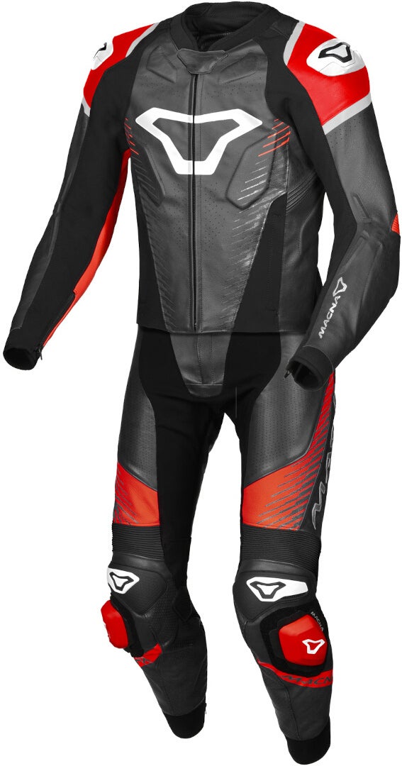 Macna Tronniq perforated Two Piece Motorcycle Leather Suit black/red 54 Figure 1
