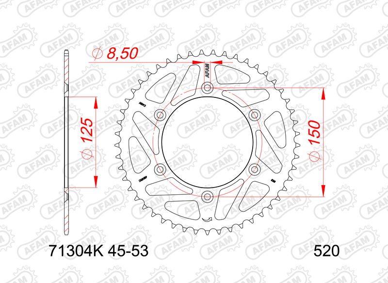 AFAM Rear sprocket Steel Standard - 520 Figure 1