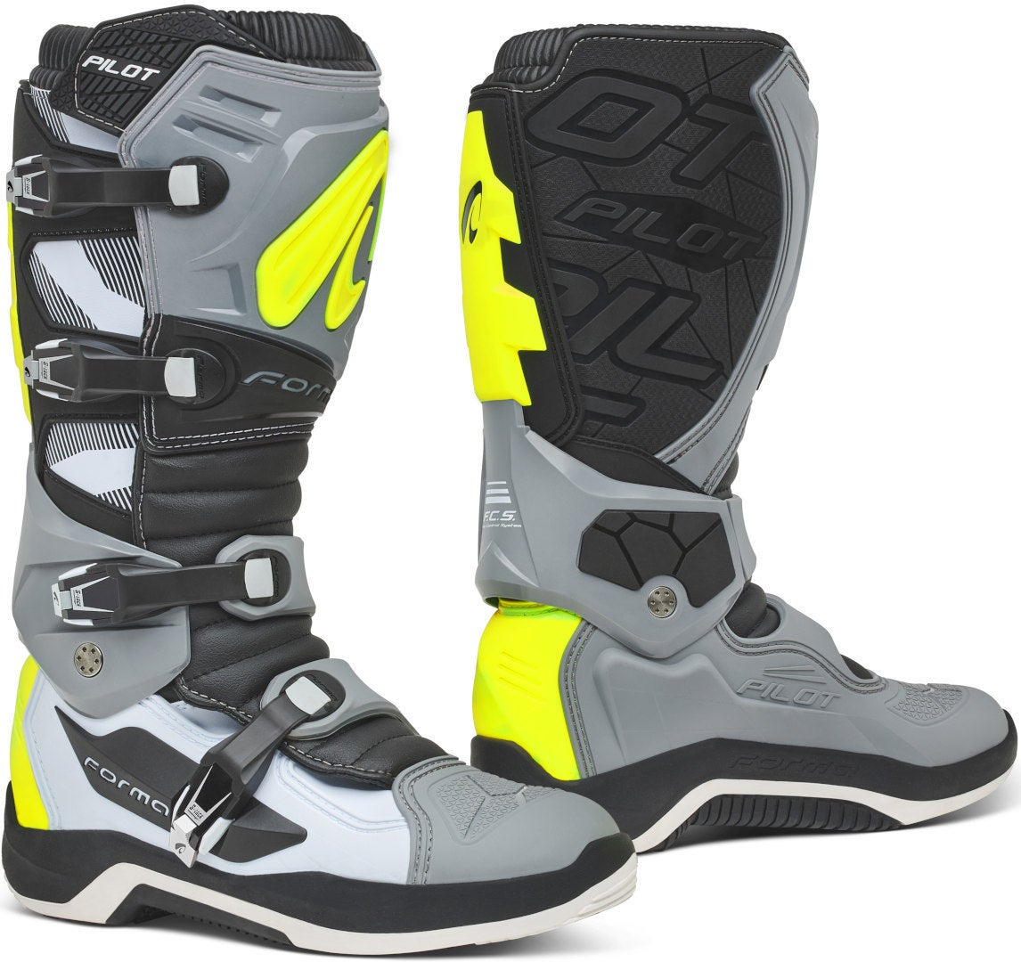 Forma Pilot Motocross Stiefel grau/gelb 41 Abbildung 1