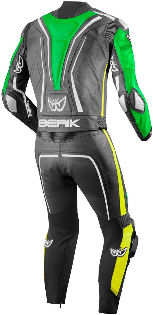 Berik Flumatic Evo Abito moto due pezzi in pelle nero/giallo fluo/verde 60 Figura 2