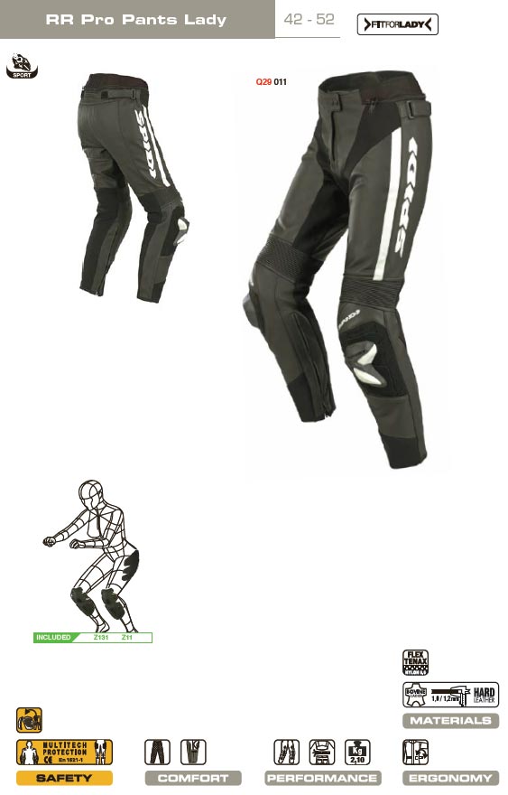 Spidi RR Pro Ladies Motorcycle Leather Pants black/white 46 Figure 3