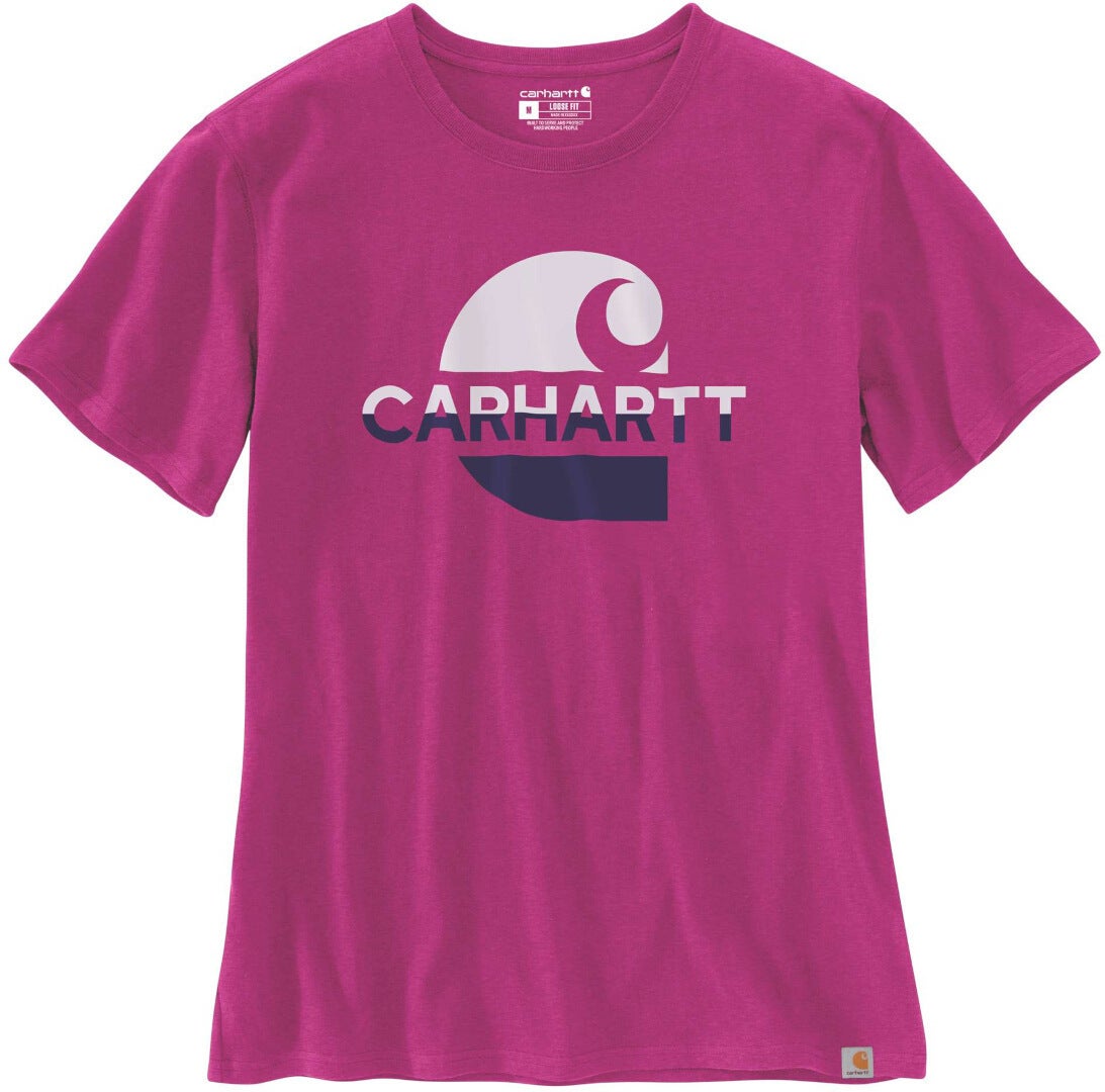 Carhartt Loose Fit Heavyweight Faded C Graphic T-shirt til damer Pink S Figur 1