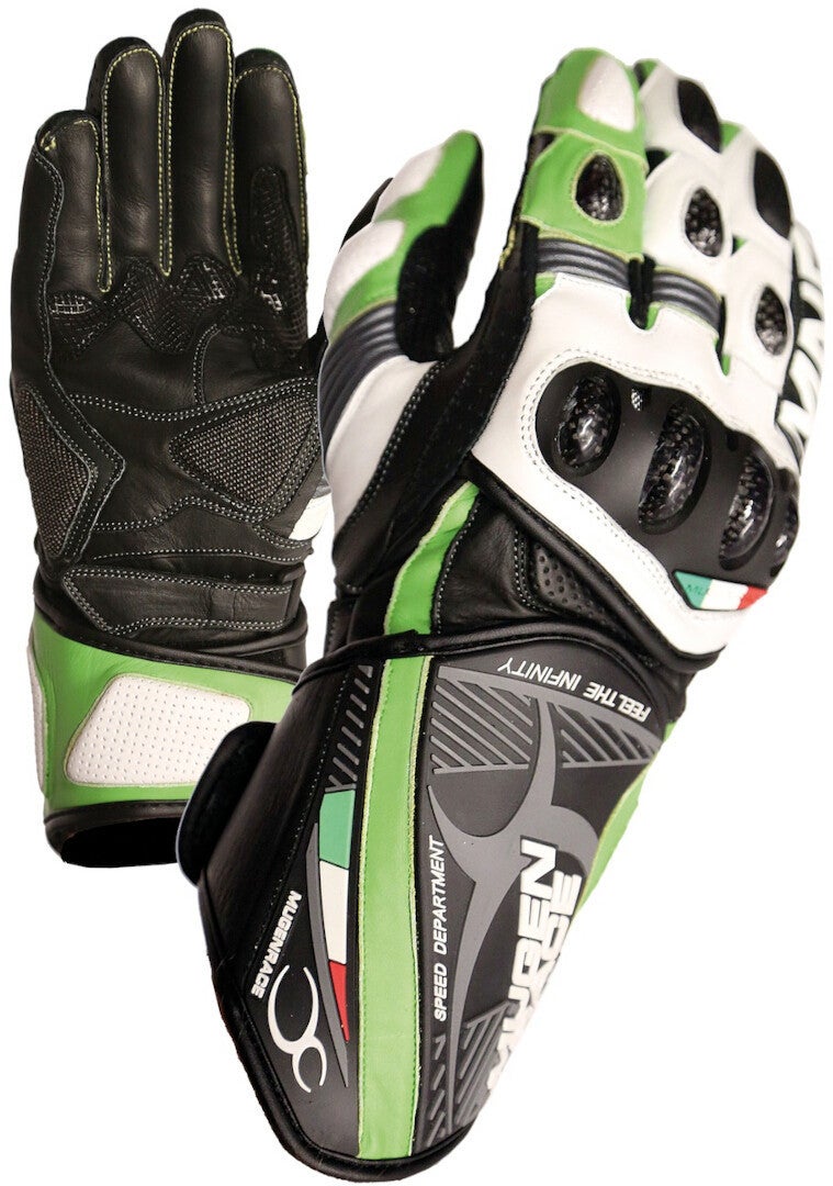 MUGENRACE Neptun Guanti da moto nero/bianco/verde M Figura 1