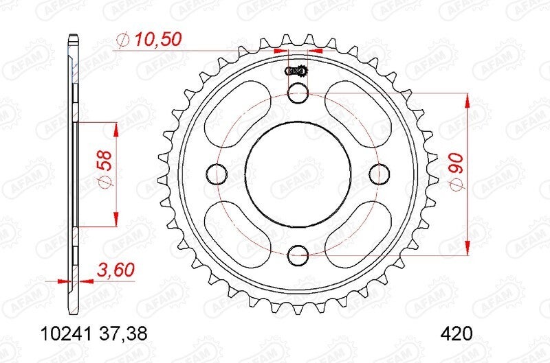 AFAM Kit chaîne 420R1 14/37 - couronne standard Figure 3